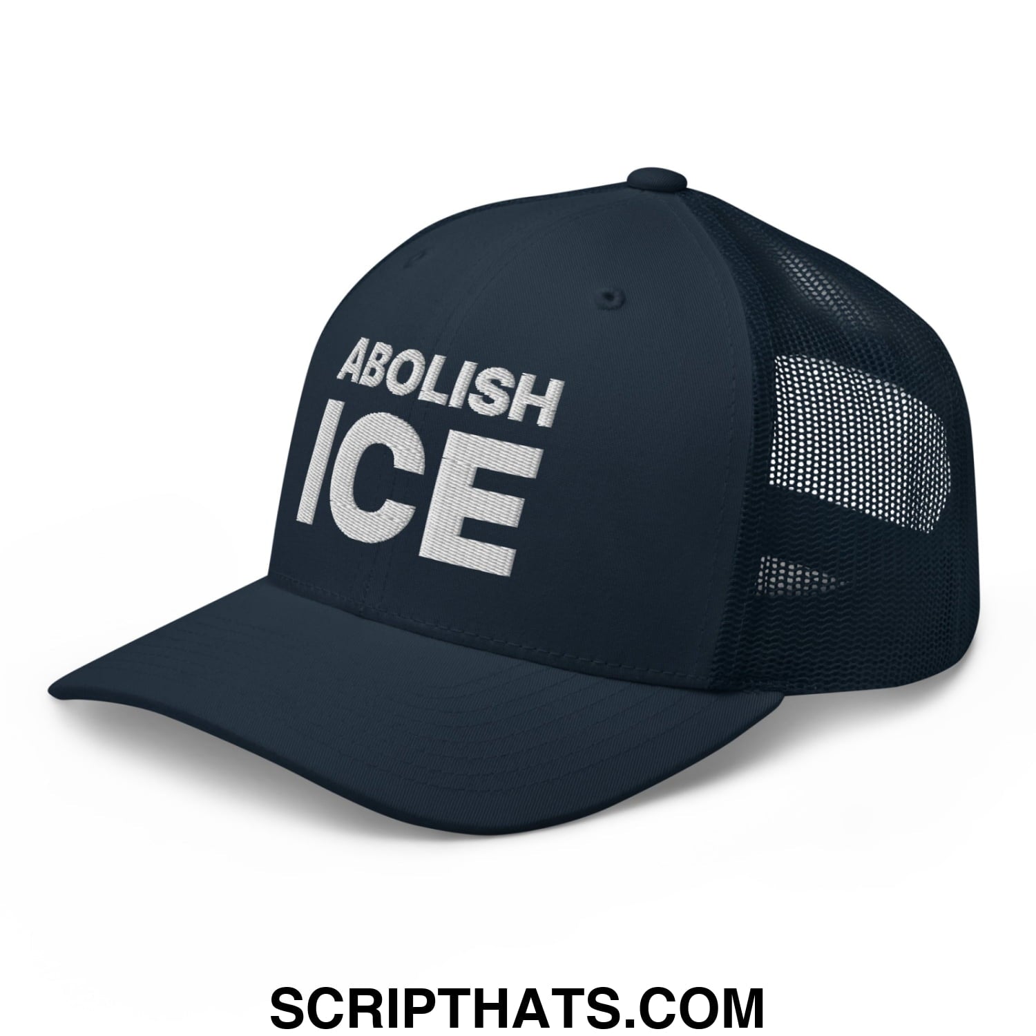 Abolish ICE Embroidered Mesh Trucker Hat Navy
