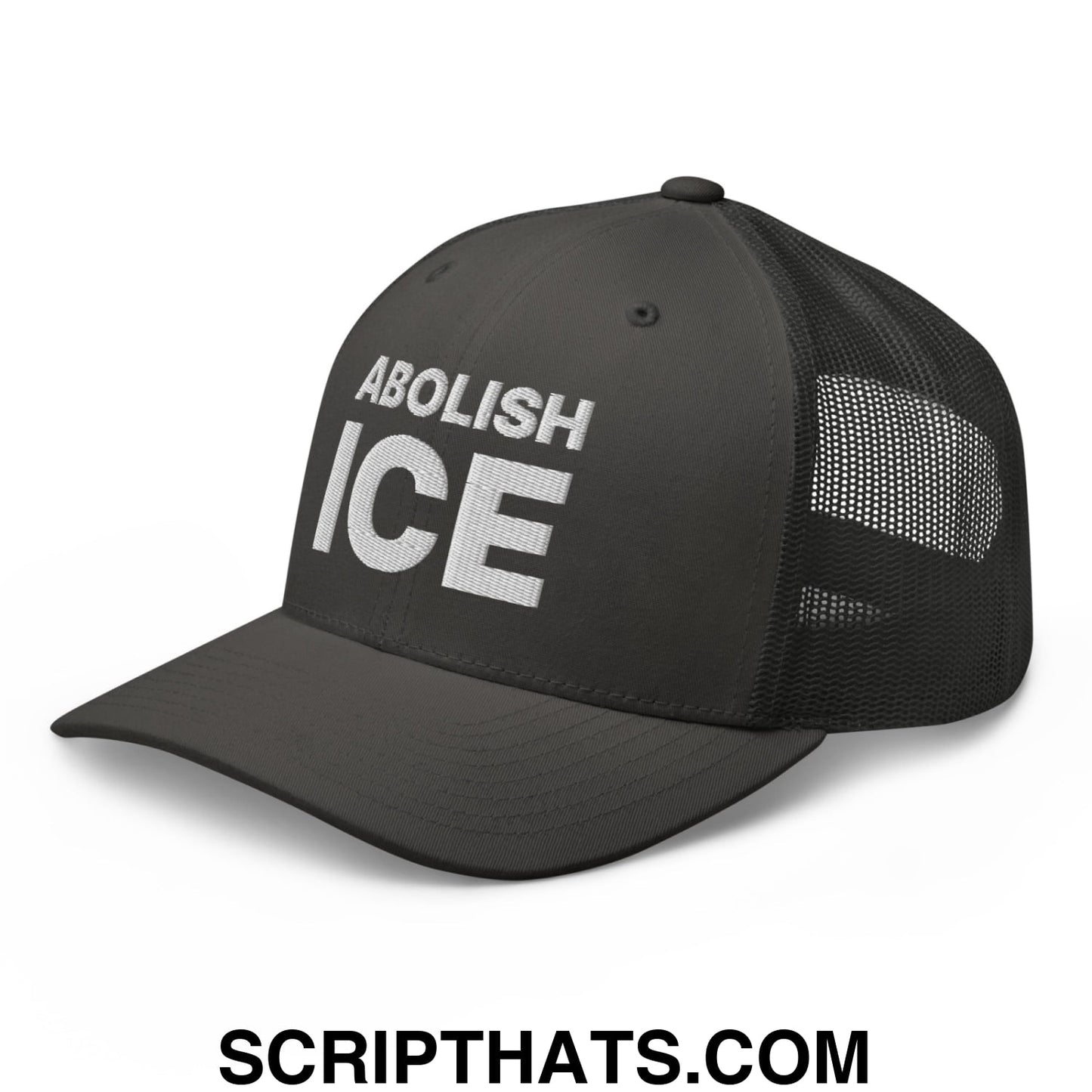 Abolish ICE Embroidered Mesh Trucker Hat Charcoal