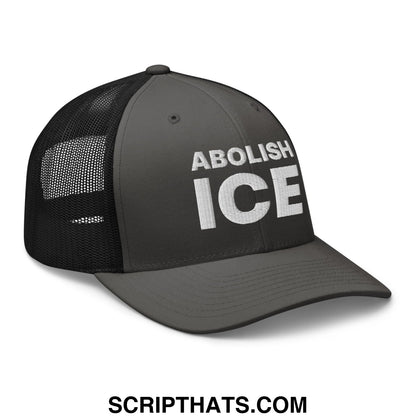 Abolish ICE Embroidered Mesh Trucker Hat Charcoal Black
