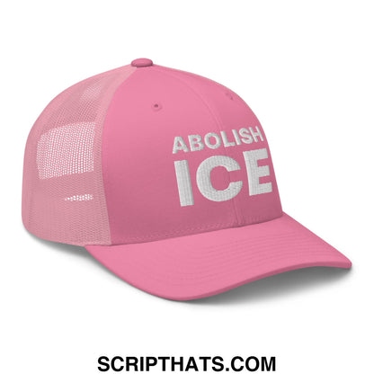 Abolish ICE Embroidered Mesh Trucker Hat Pink