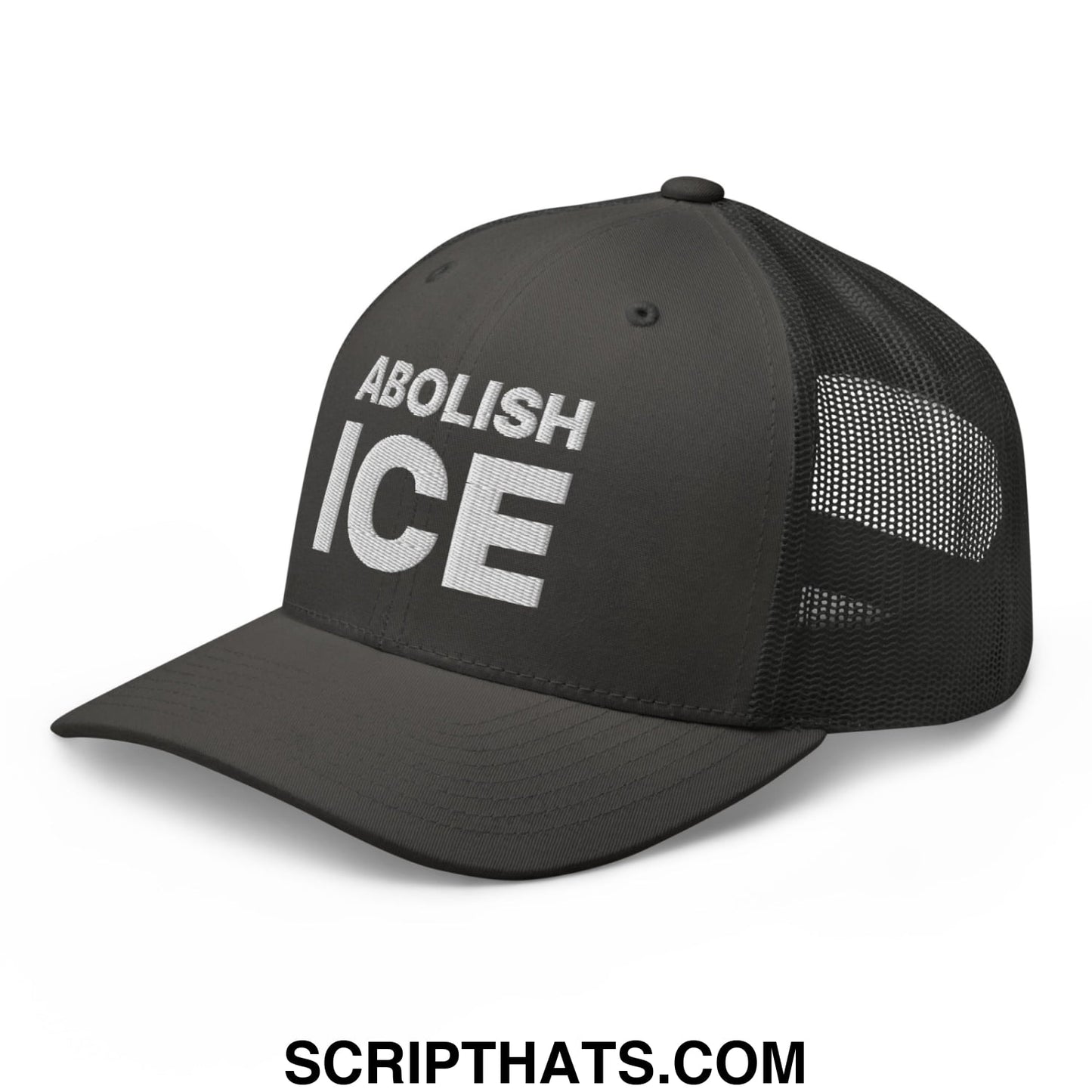 Abolish ICE Embroidered Mesh Trucker Hat Charcoal
