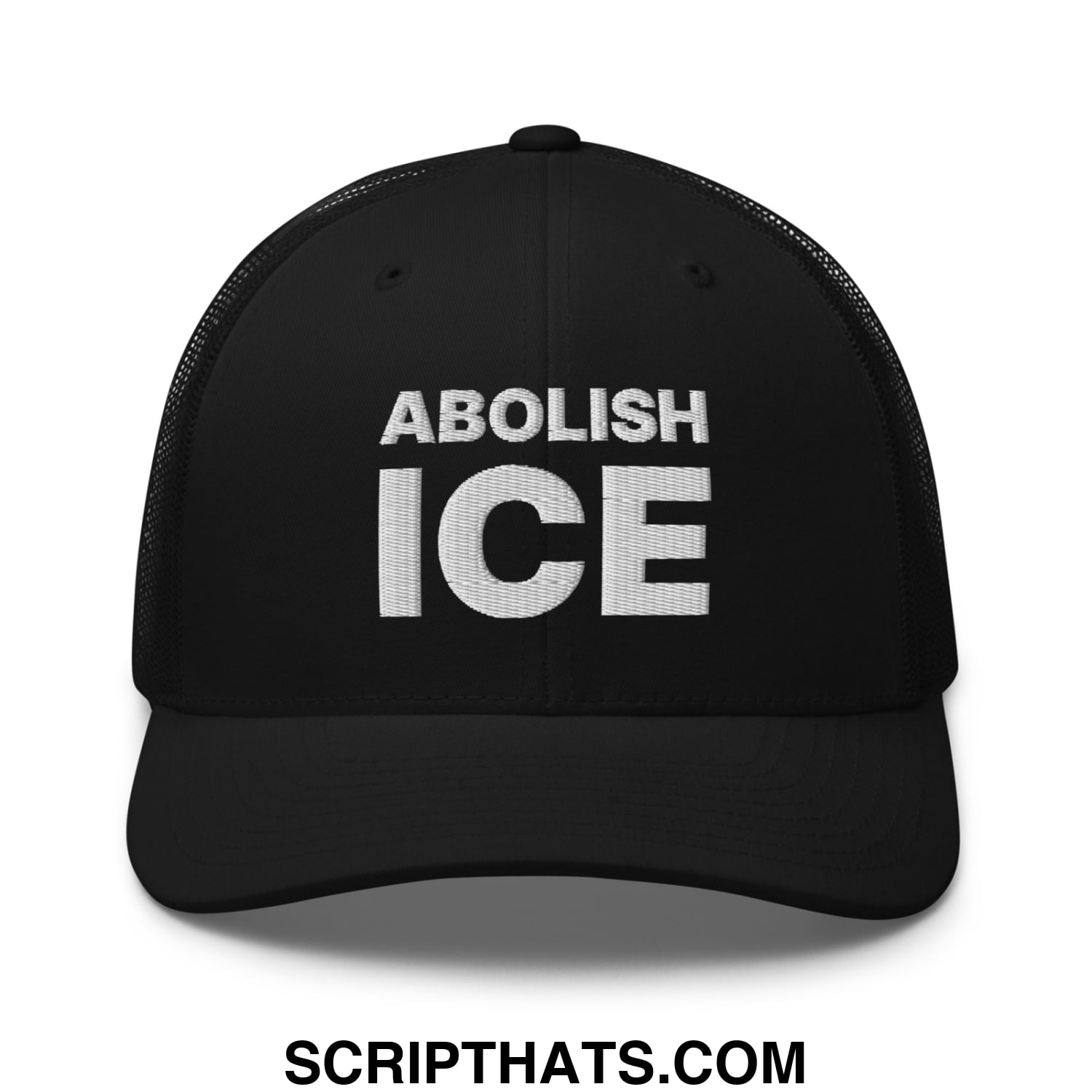 Abolish ICE Embroidered Mesh Trucker Hat Black