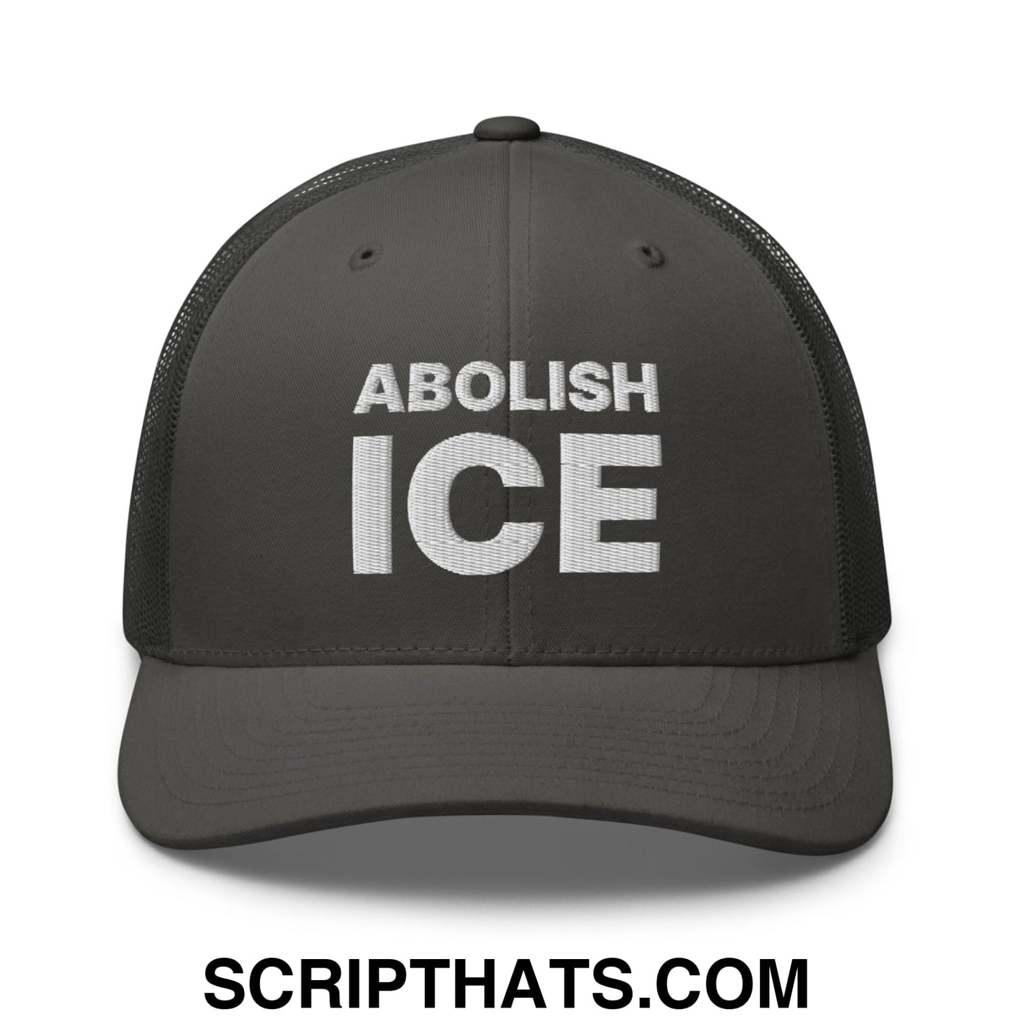 Abolish ICE Embroidered Mesh Trucker Hat Charcoal