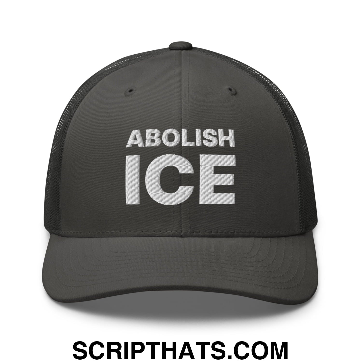 Abolish ICE Embroidered Mesh Trucker Hat Charcoal