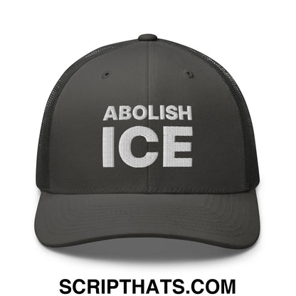 Abolish ICE Embroidered Mesh Trucker Hat Charcoal