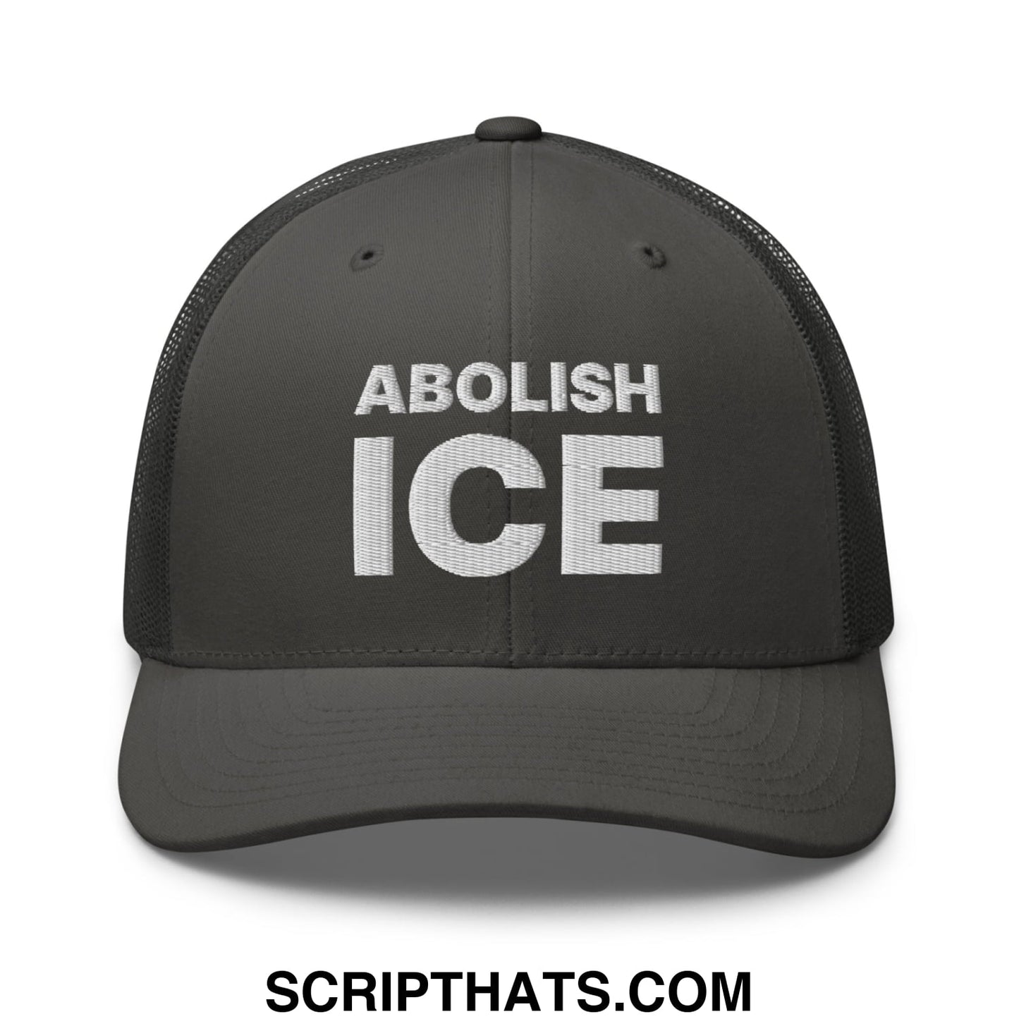 Abolish ICE Embroidered Mesh Trucker Hat Charcoal