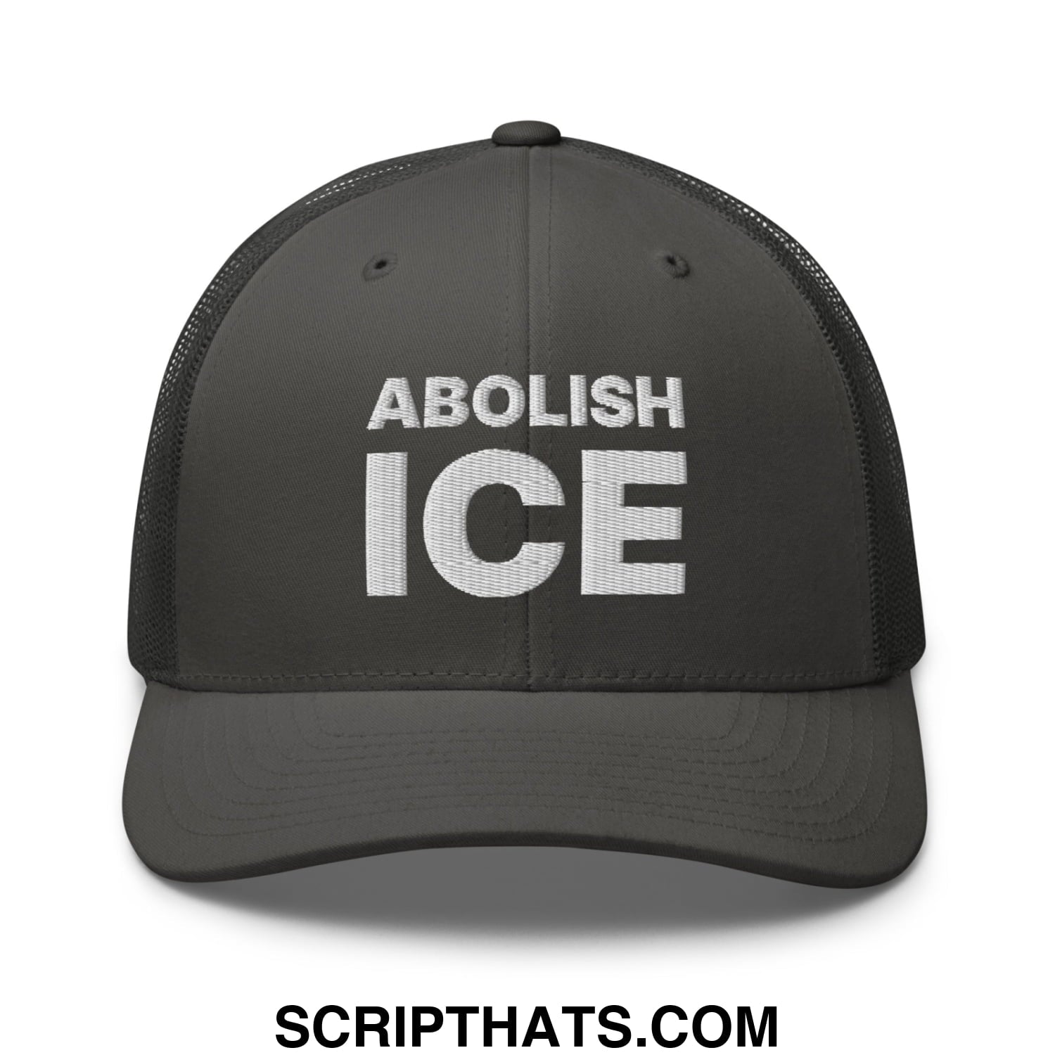 Abolish ICE Embroidered Mesh Trucker Hat Charcoal