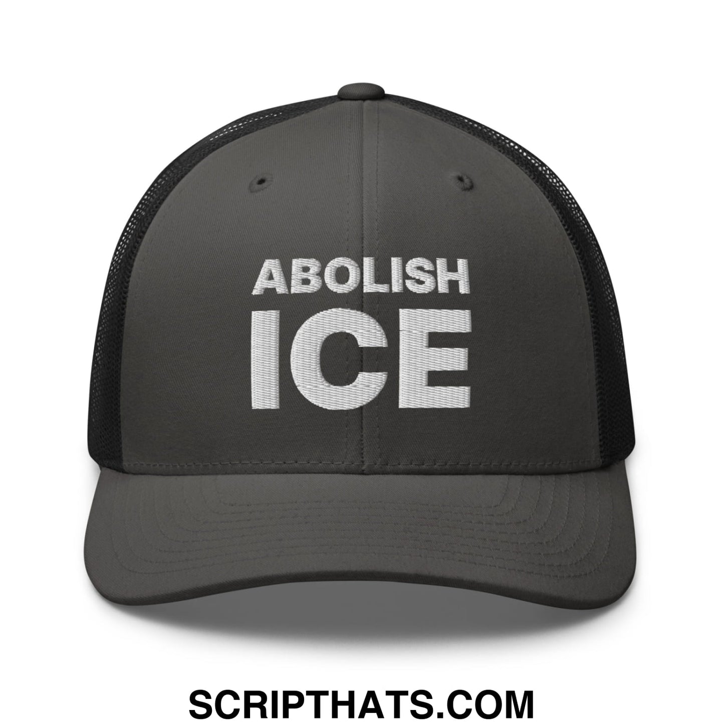 Abolish ICE Embroidered Mesh Trucker Hat Charcoal Black