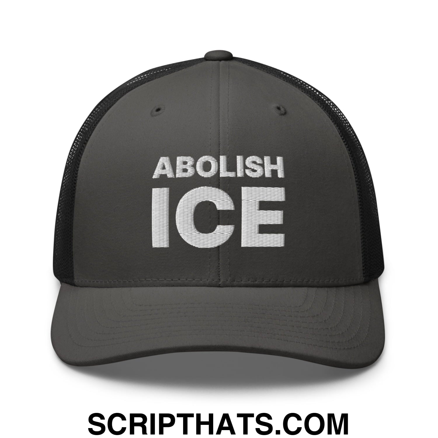 Abolish ICE Embroidered Mesh Trucker Hat Charcoal Black