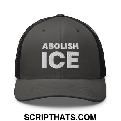 Abolish ICE Embroidered Mesh Trucker Hat Charcoal Black