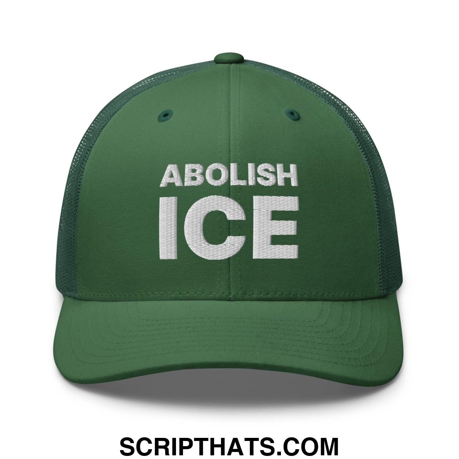 Abolish ICE Embroidered Mesh Trucker Hat Evergreen