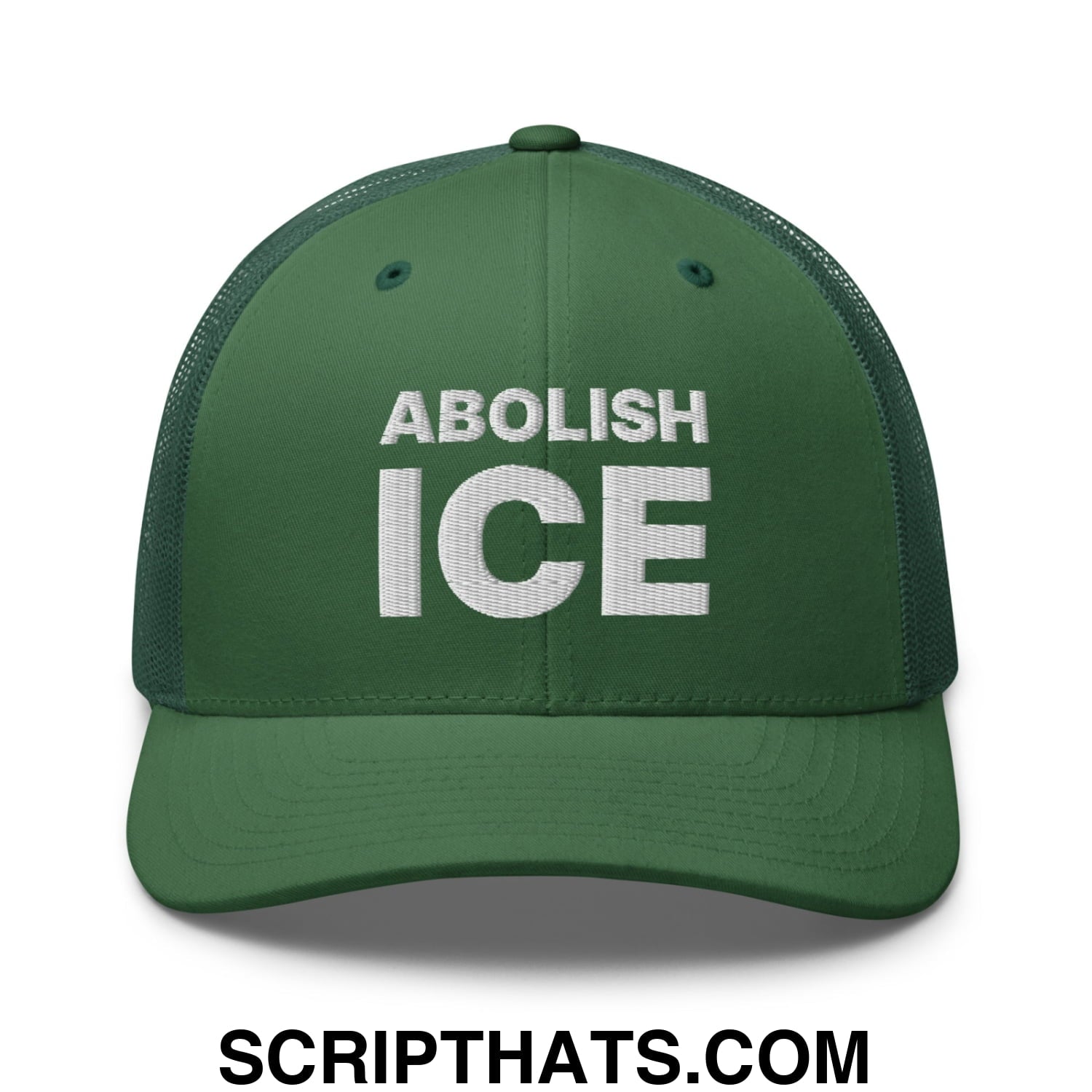 Abolish ICE Embroidered Mesh Trucker Hat Evergreen