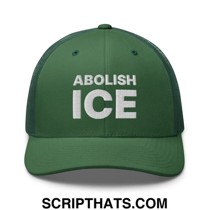 Abolish ICE Embroidered Mesh Trucker Hat Evergreen
