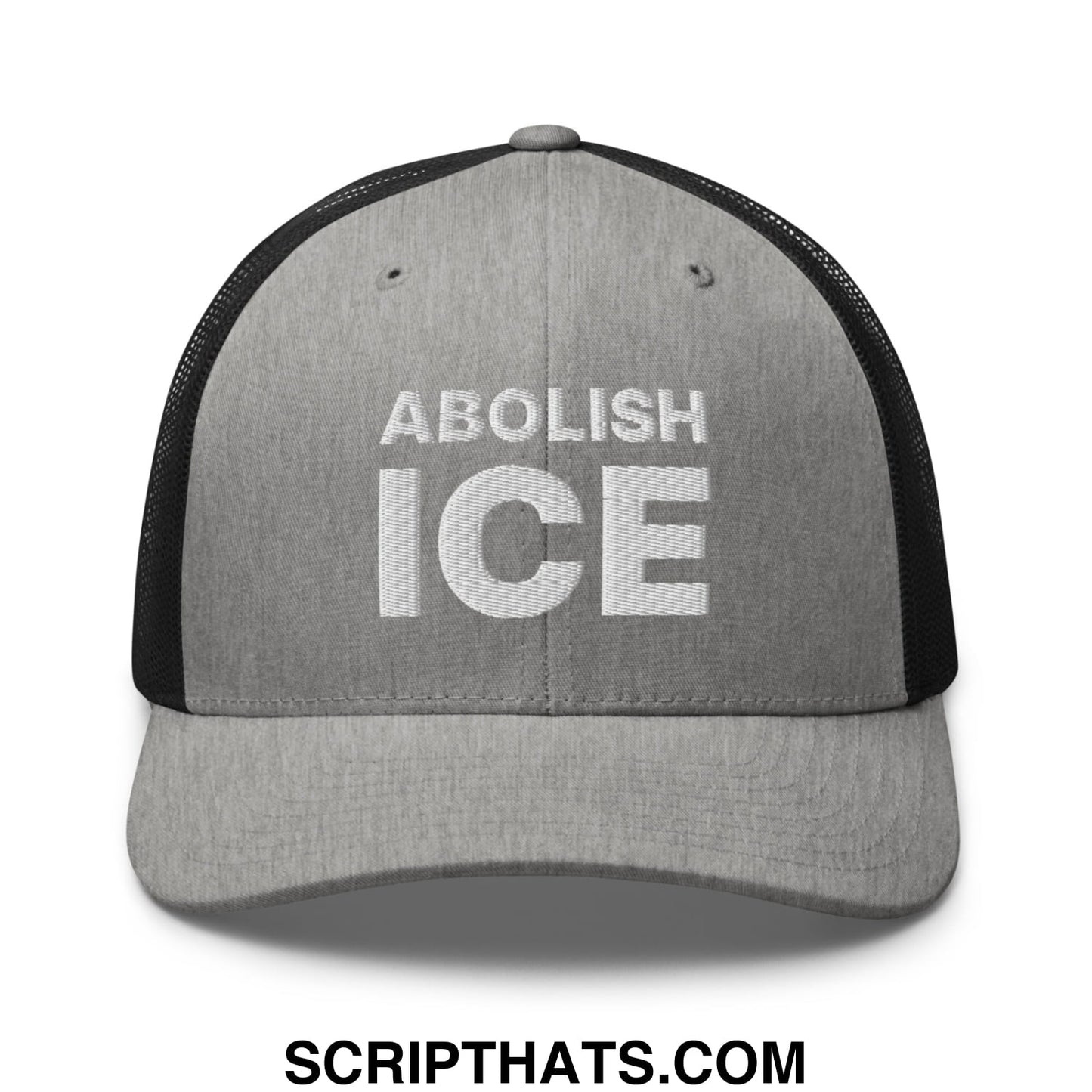 Abolish ICE Embroidered Mesh Trucker Hat Heather Black