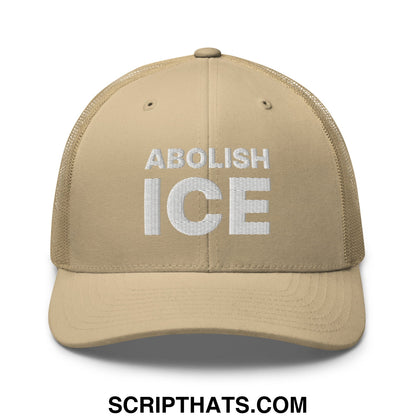 Abolish ICE Embroidered Mesh Trucker Hat Khaki