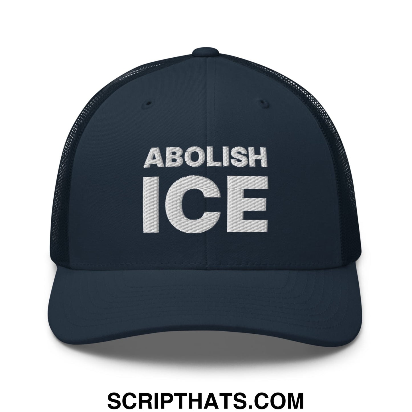 Abolish ICE Embroidered Mesh Trucker Hat Navy