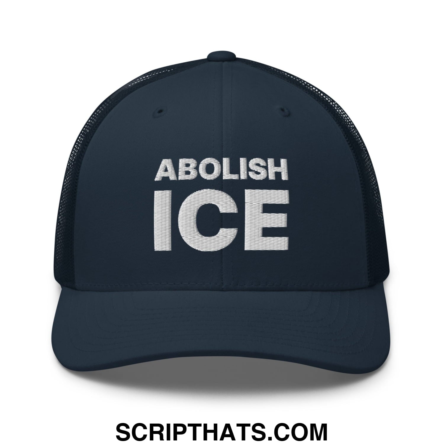 Abolish ICE Embroidered Mesh Trucker Hat Navy
