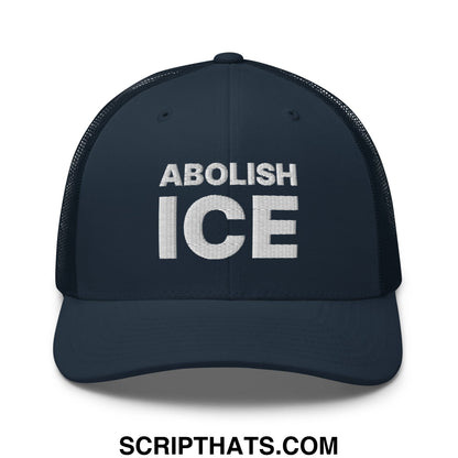 Abolish ICE Embroidered Mesh Trucker Hat Navy