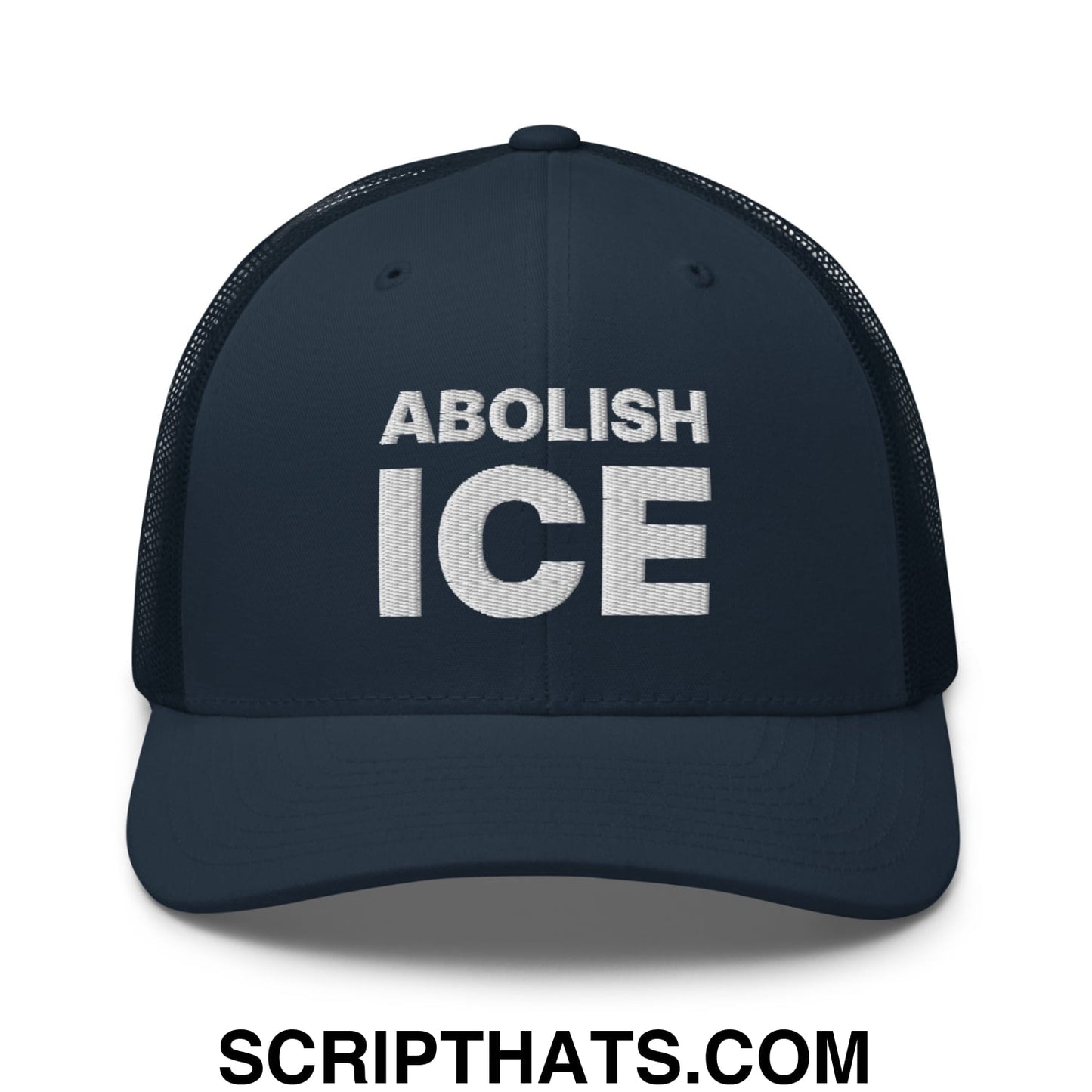 Abolish ICE Embroidered Mesh Trucker Hat Navy