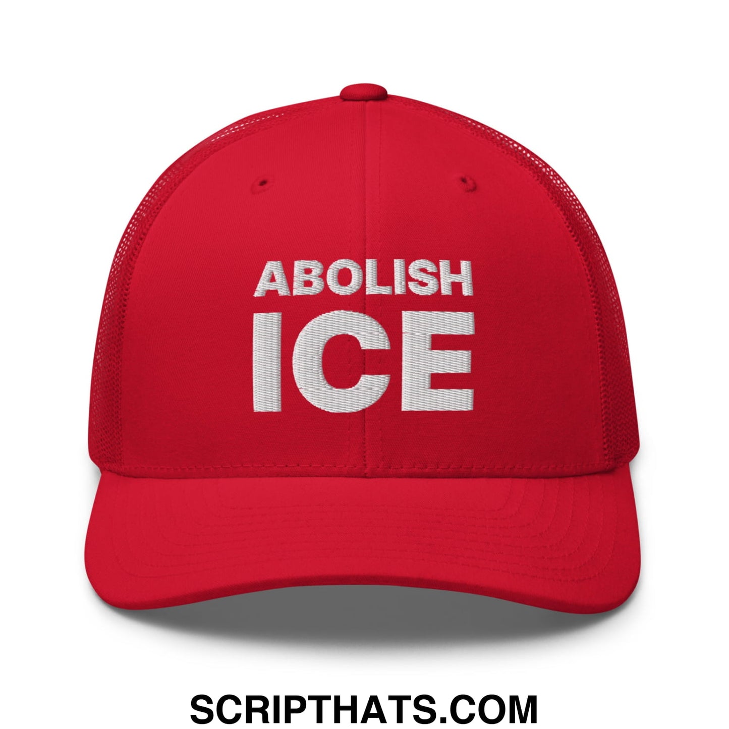 Abolish ICE Embroidered Mesh Trucker Hat Red