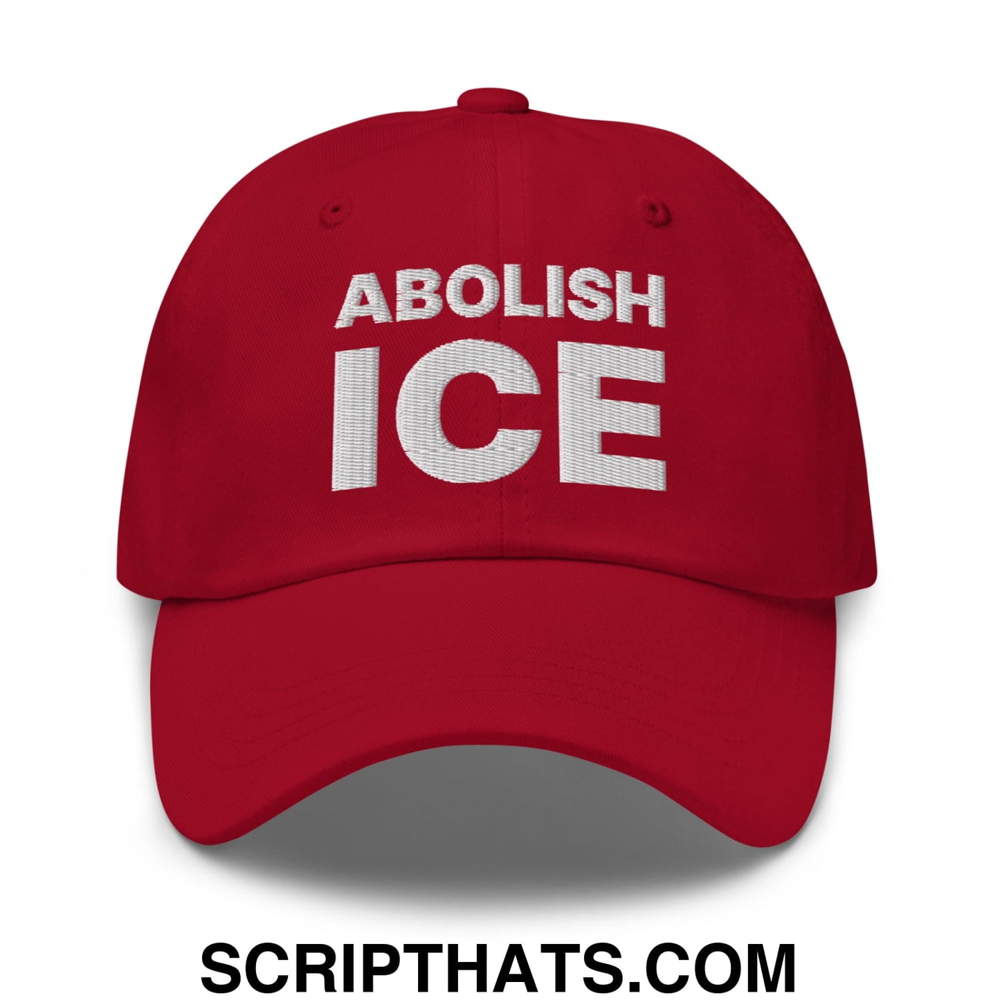 Abolish ICE Embroidered Unstructured Dad Hat Cranberry