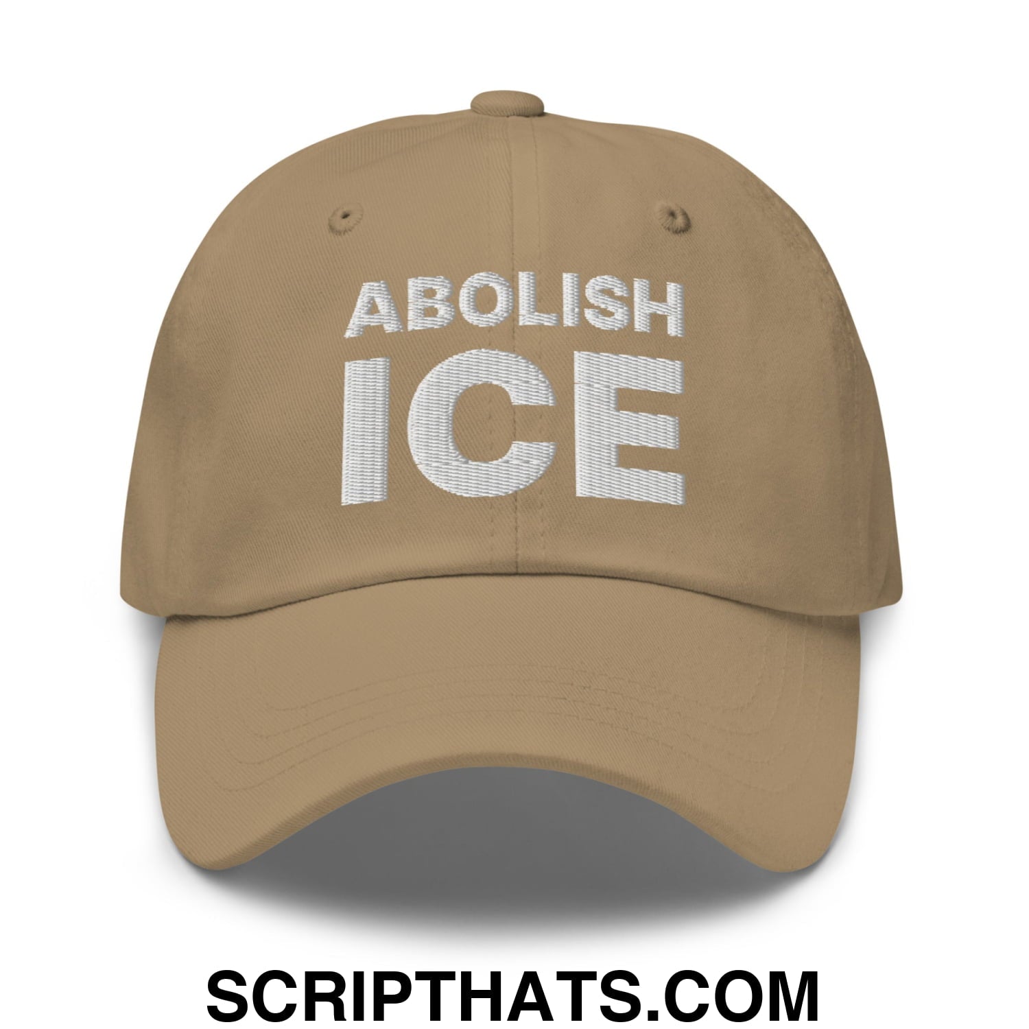 Abolish ICE Embroidered Unstructured Dad Hat Khaki