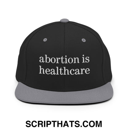 Abortion is Healthcare Embroidered Flat Bill Brim Snapback Hat Black Silver