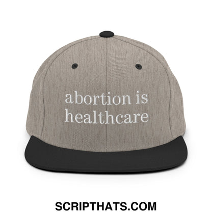 Abortion is Healthcare Embroidered Flat Bill Brim Snapback Hat Heather Black