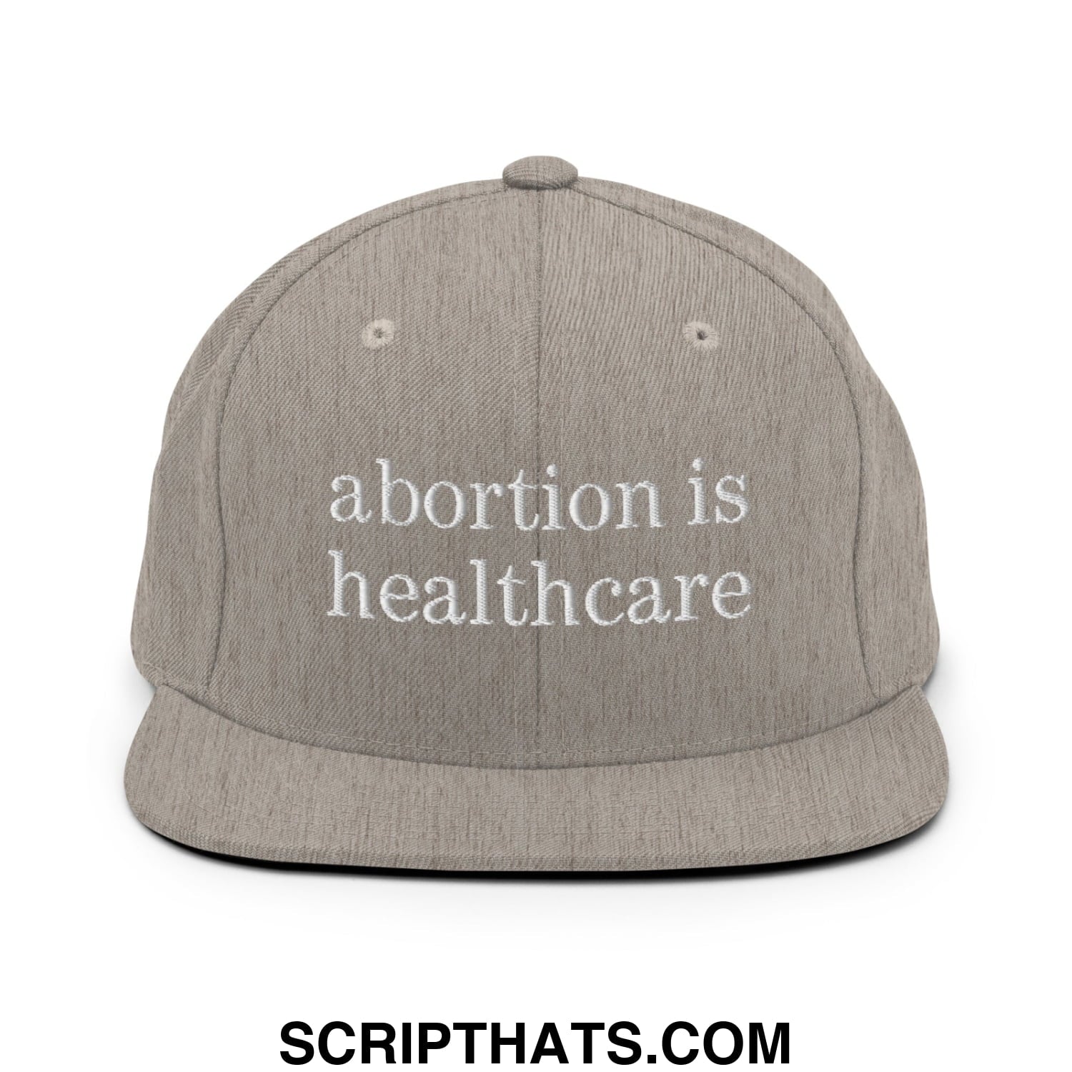 Abortion is Healthcare Embroidered Flat Bill Brim Snapback Hat Heather Grey