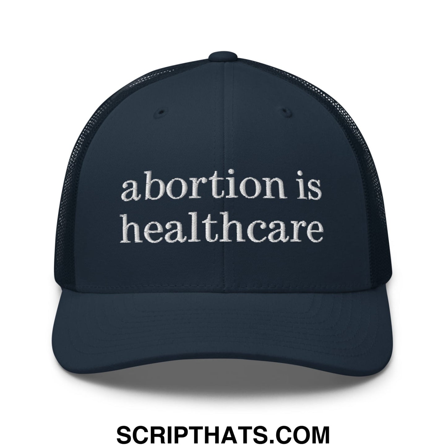 Abortion is Healthcare Embroidered Mesh Trucker Hat Navy