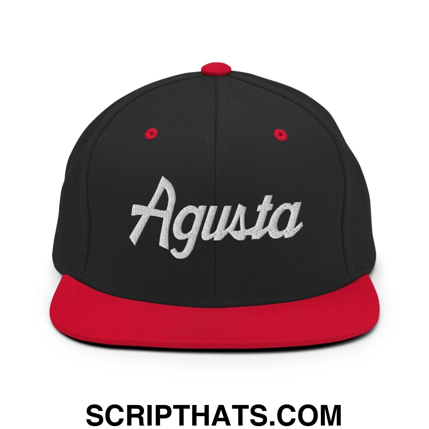 Agusta Script Snapback Hat Black Red