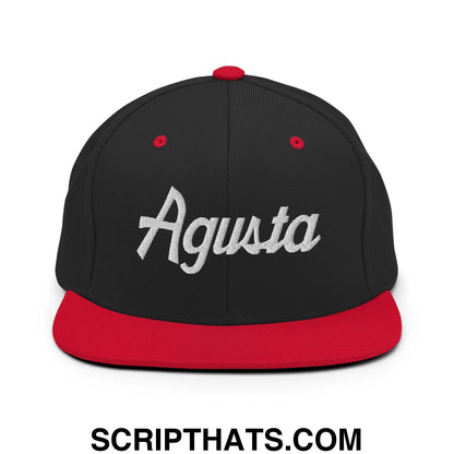 Agusta Script Snapback Hat Black Red