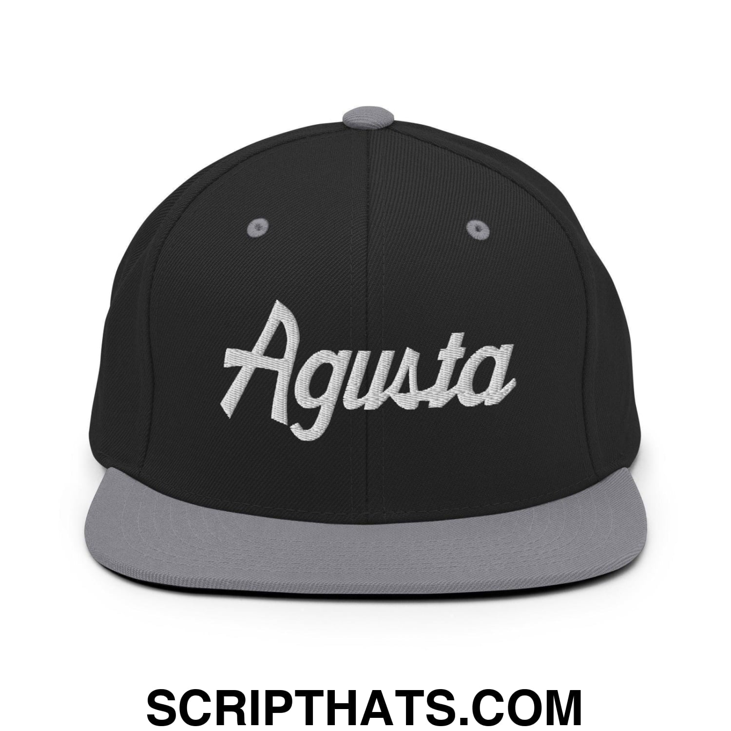Agusta Script Snapback Hat Black Silver