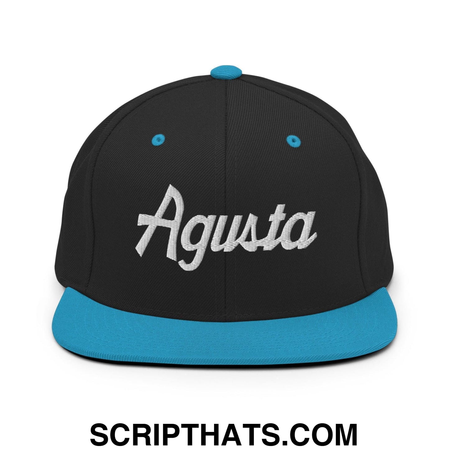 Agusta Script Snapback Hat Black Teal