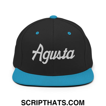 Agusta Script Snapback Hat Black Teal