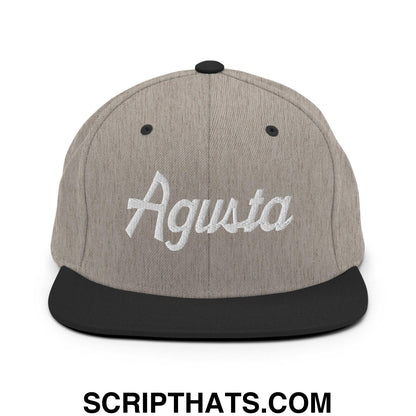 Agusta Script Snapback Hat Heather Black