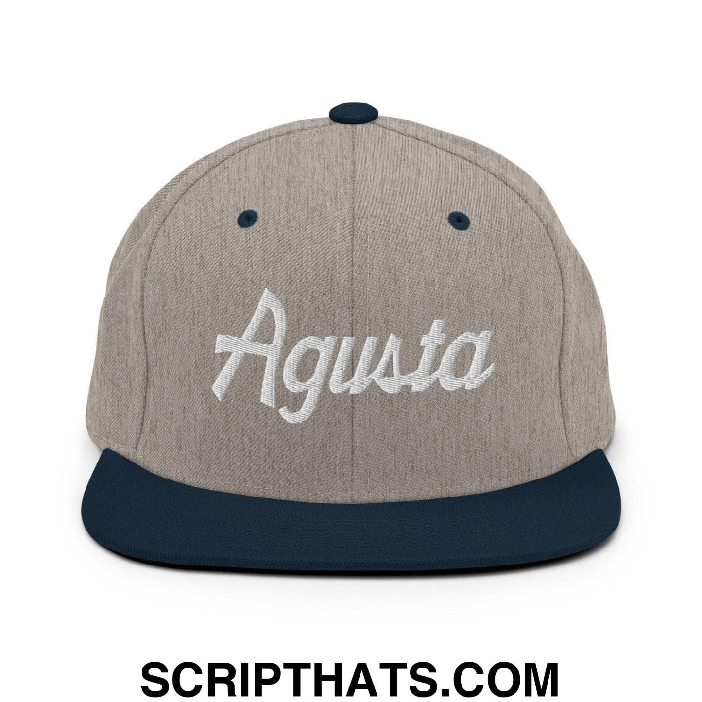 Agusta Script Snapback Hat Heather Grey Navy