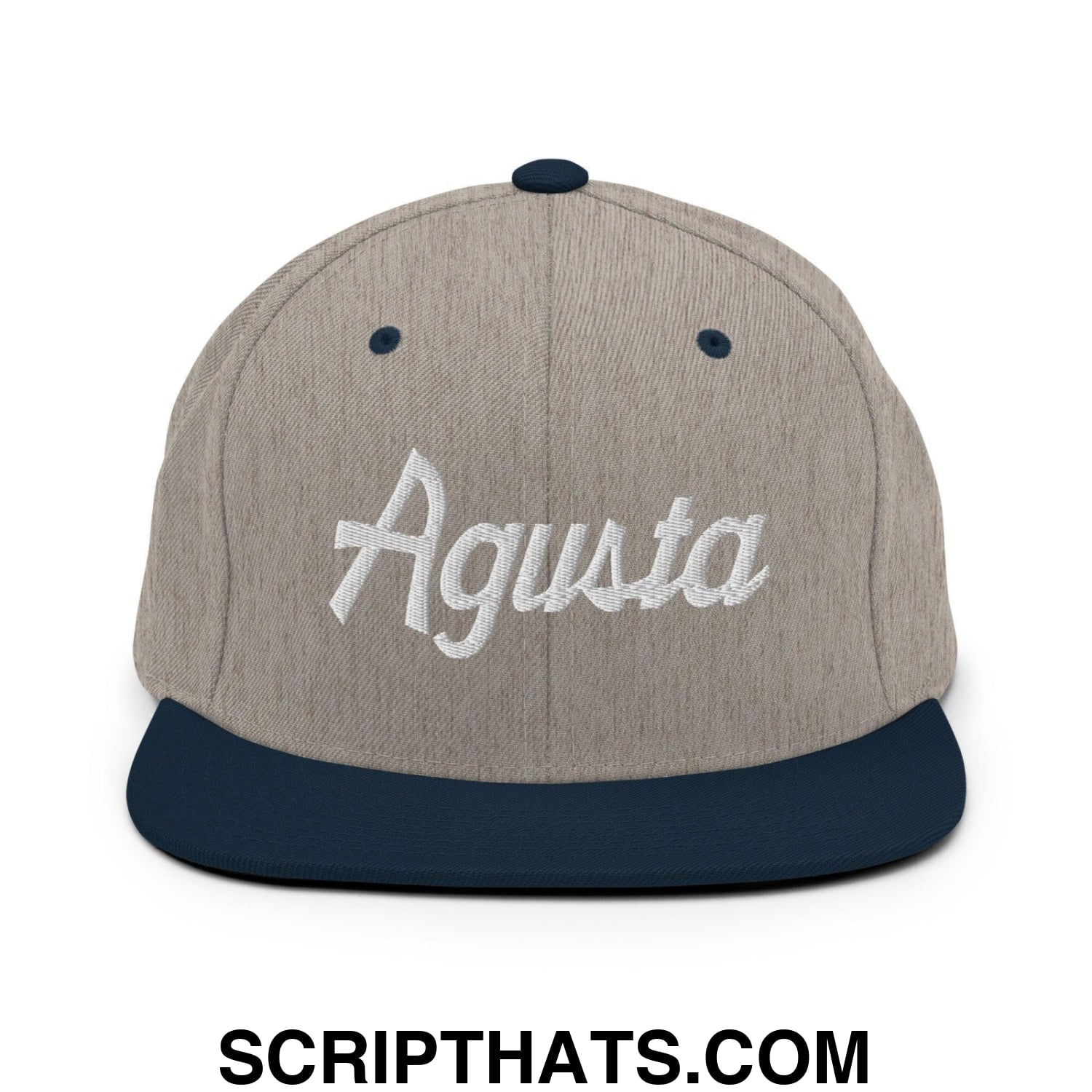 Agusta Script Snapback Hat Heather Grey Navy