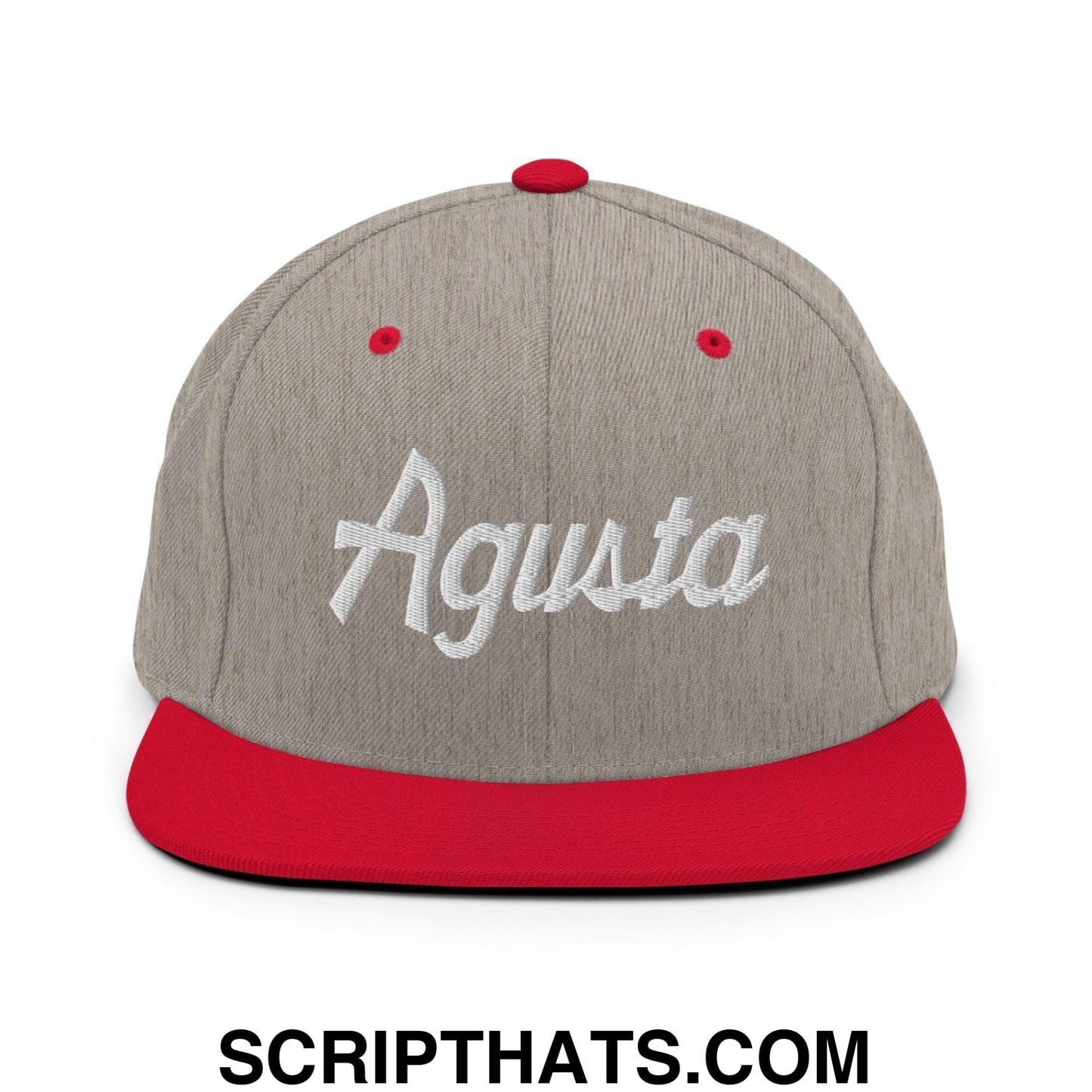 Agusta Script Snapback Hat Heather Grey Red