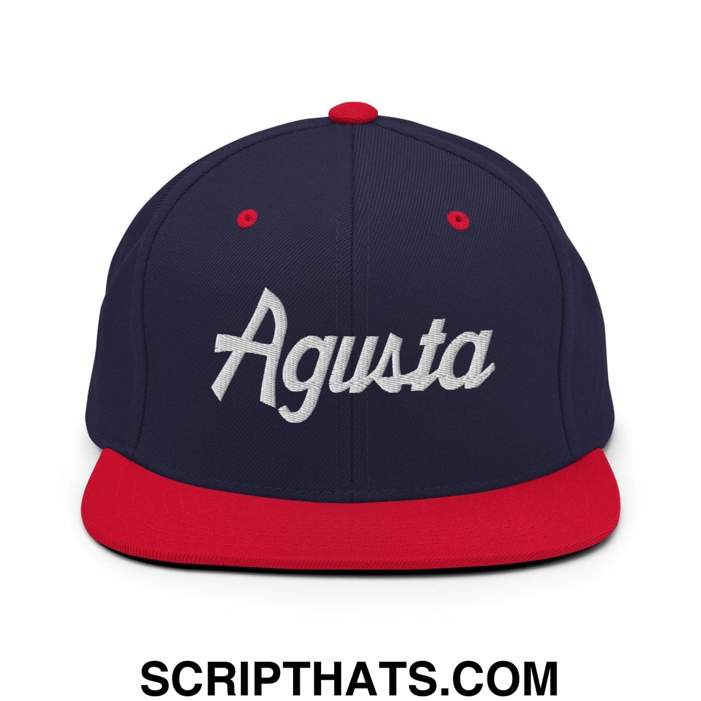 Agusta Script Snapback Hat Navy Red