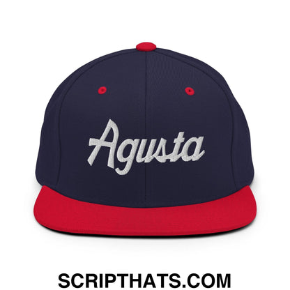Agusta Script Snapback Hat Navy Red