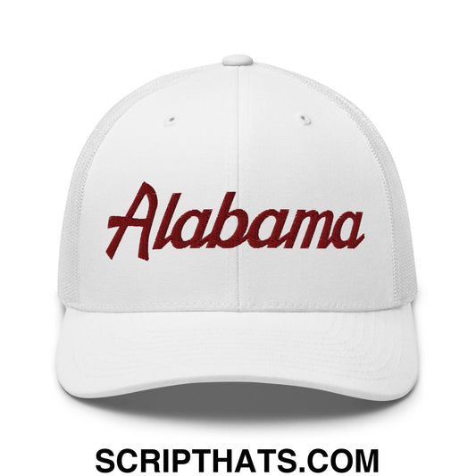 Alabama College Vintage Sports Script Embroidered Mesh Trucker Hat Default Title