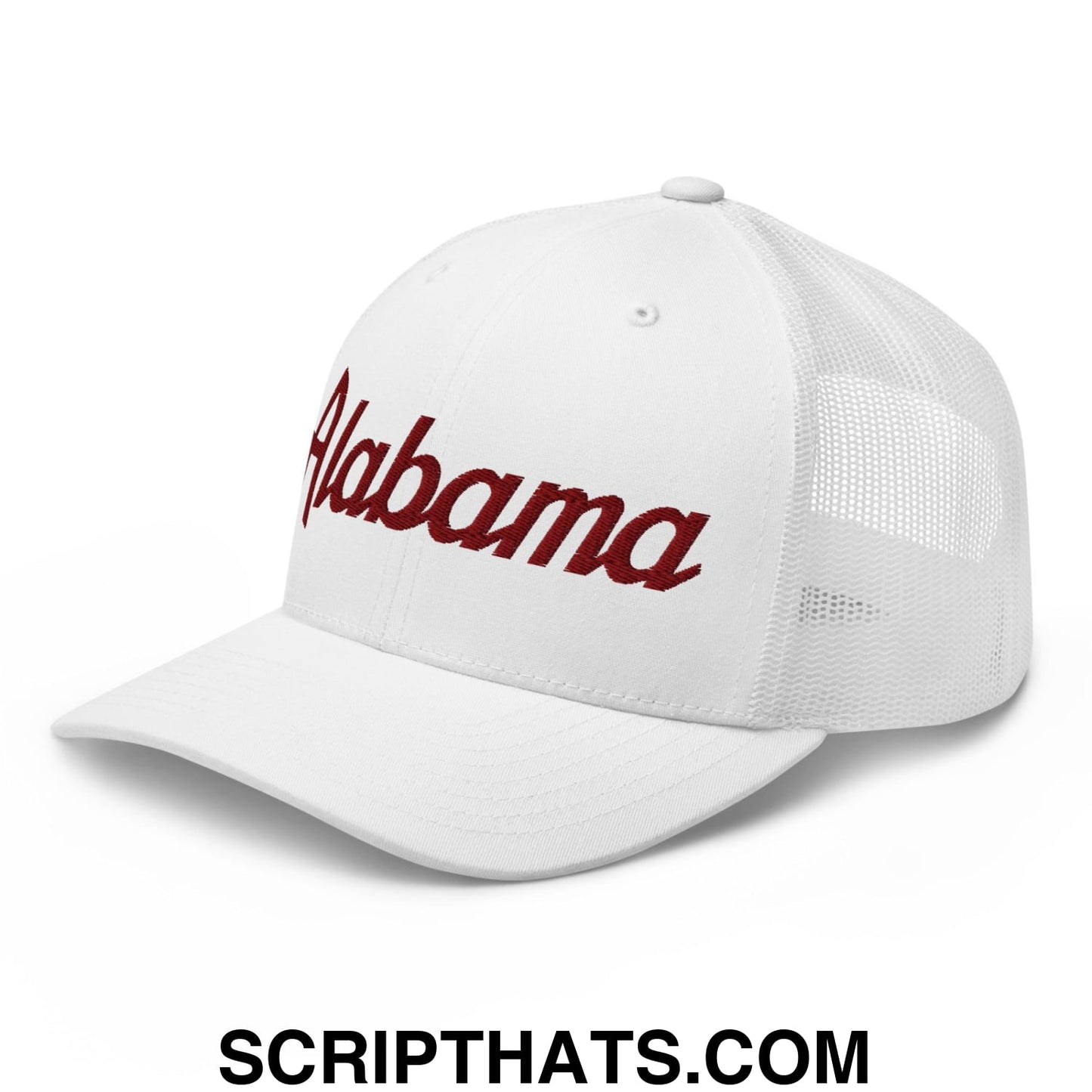 Alabama College Vintage Sports Script Embroidered Mesh Trucker Hat Default Title