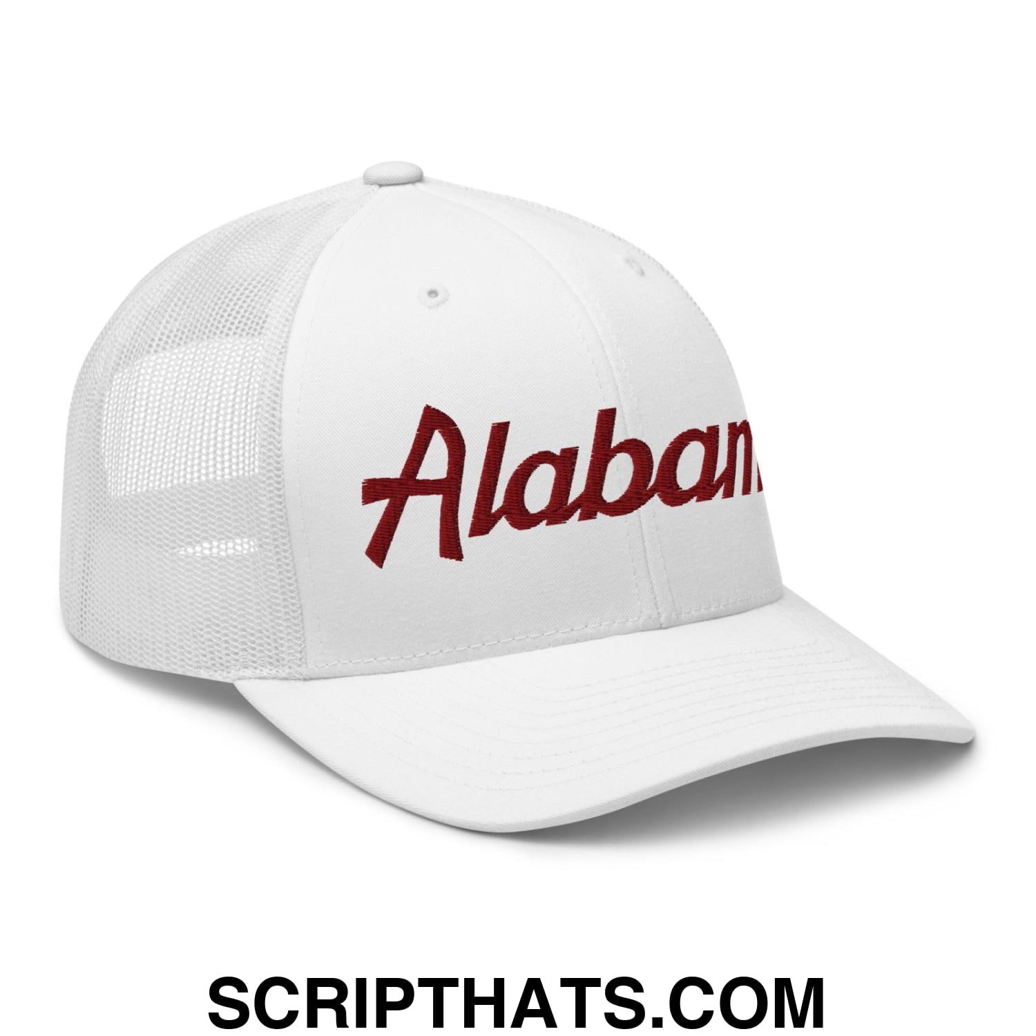 Alabama College Vintage Sports Script Embroidered Mesh Trucker Hat Default Title