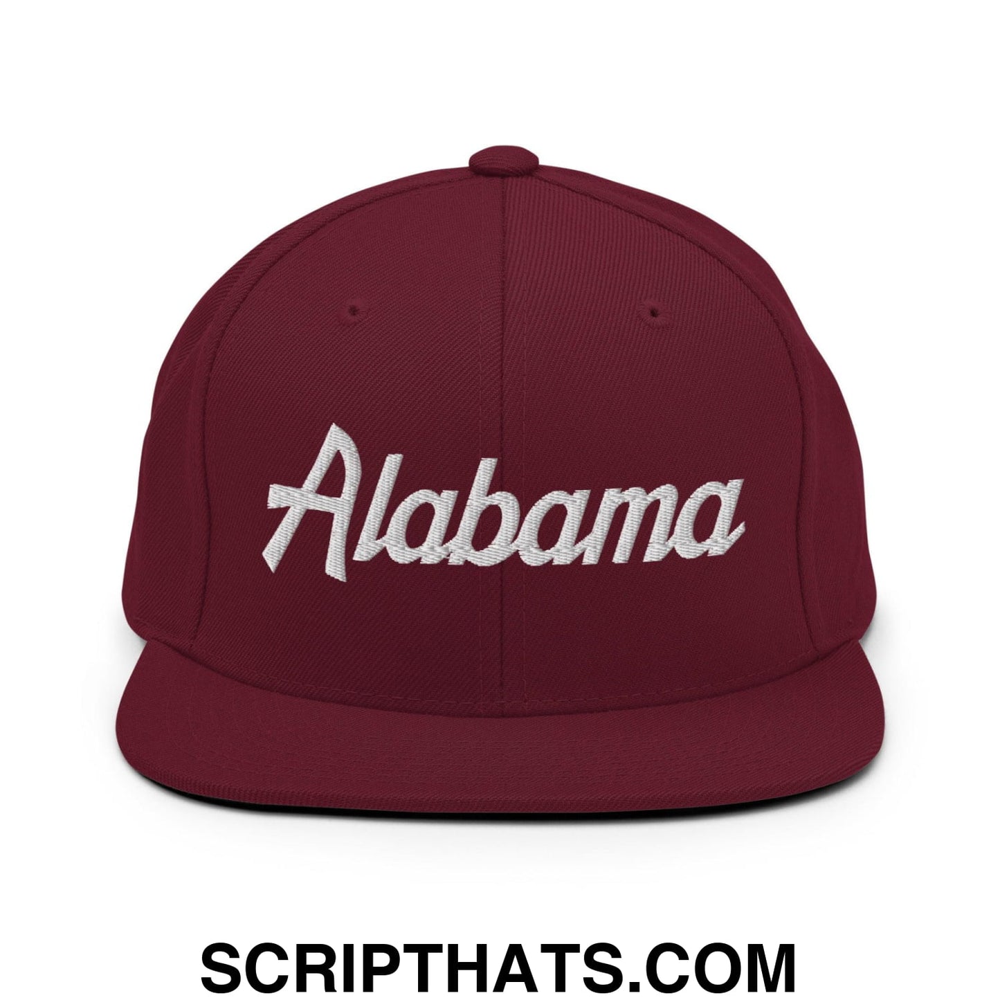 Alabama Vintage College Sports Script Flat Bill Brim Snapback Hat Default Title