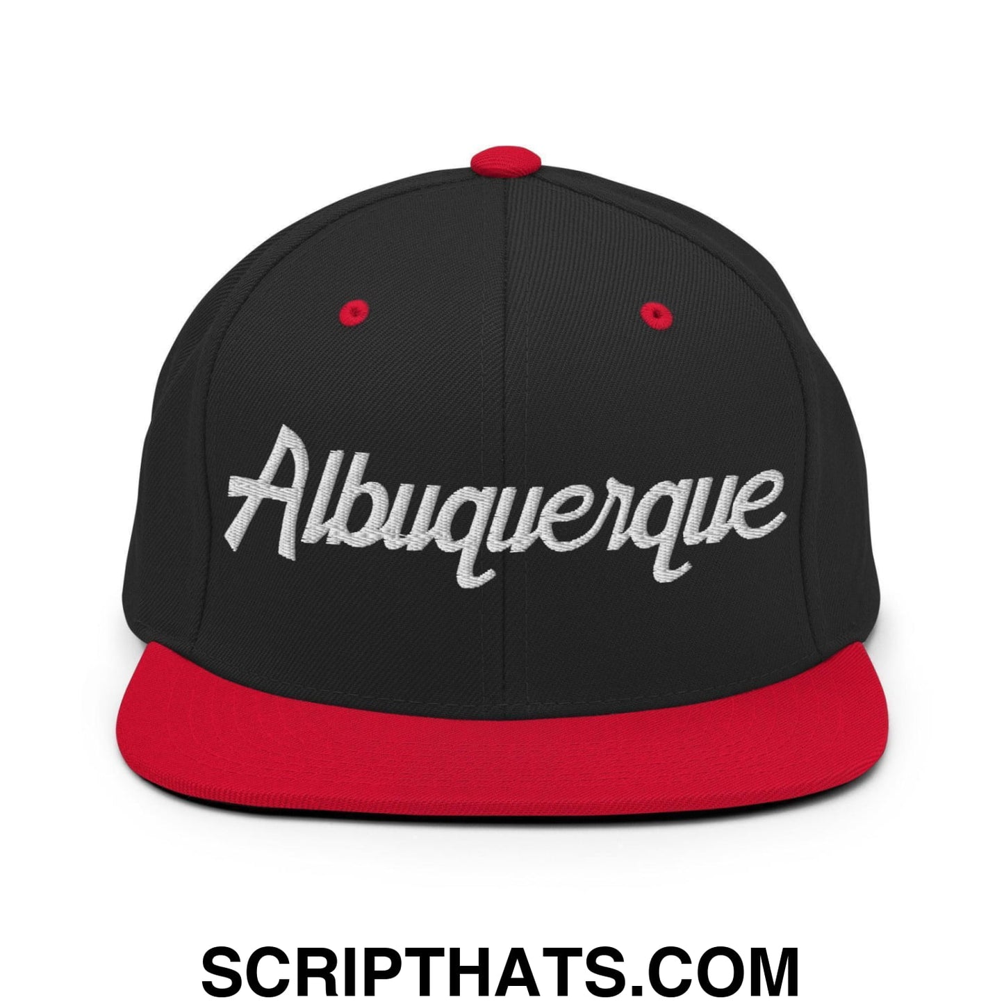 Albuquerque Script Snapback Hat Black Red