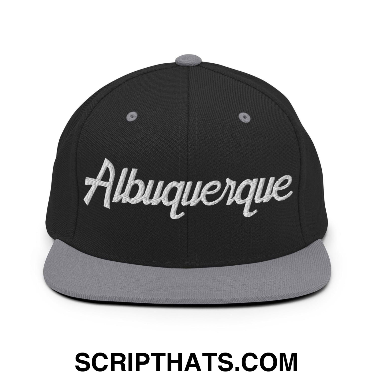 Albuquerque Script Snapback Hat Black Silver