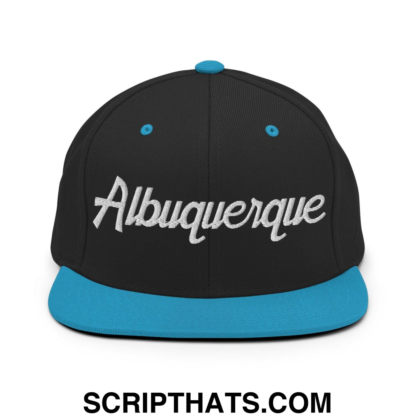 Albuquerque Script Snapback Hat Black Teal