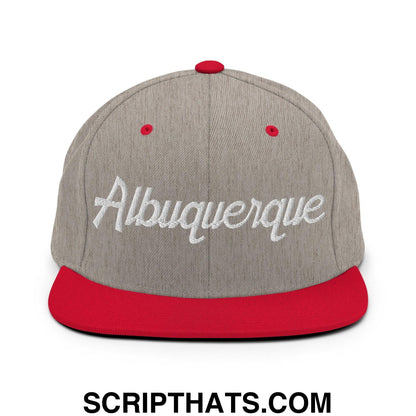 Albuquerque Script Snapback Hat Heather Grey Red