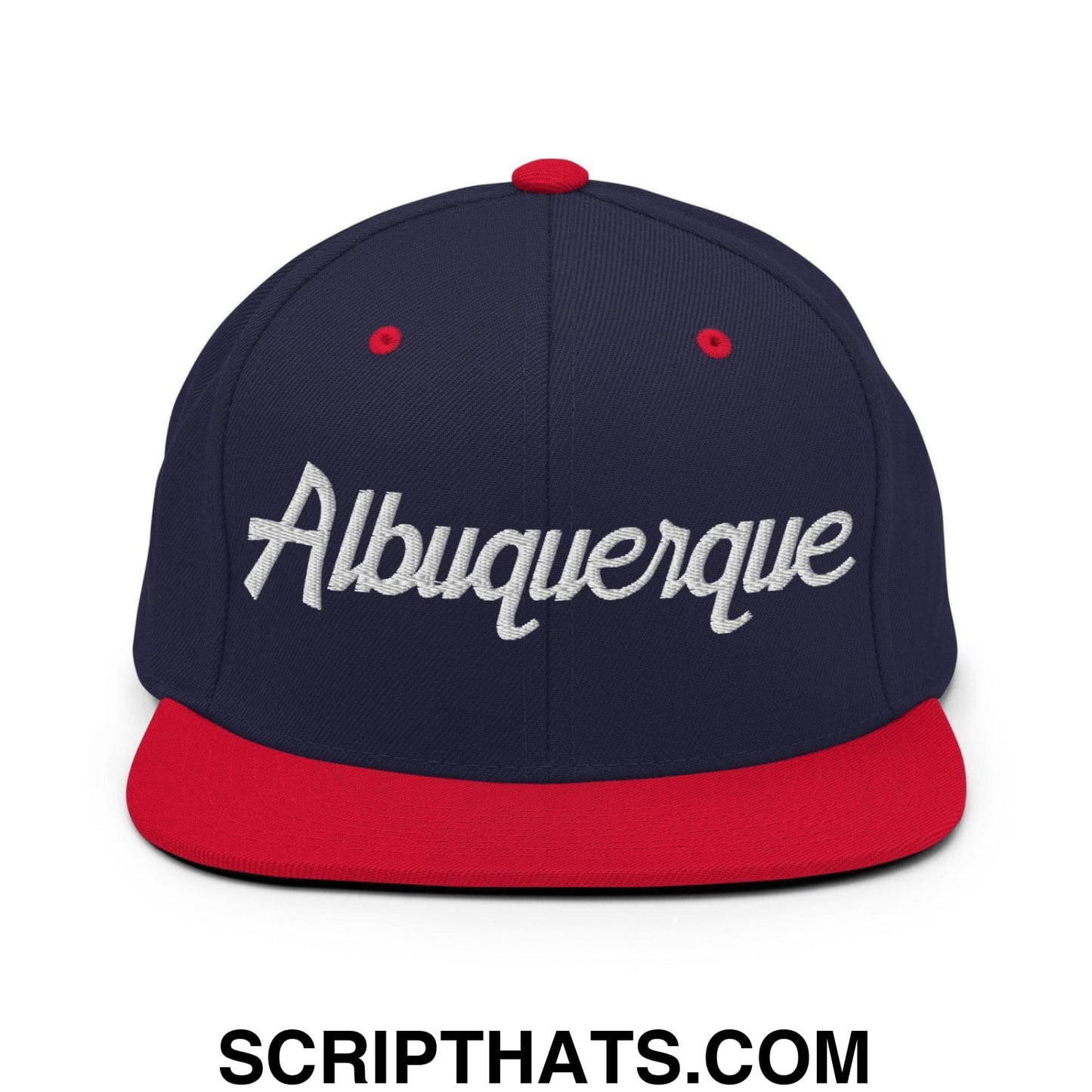 Albuquerque Script Snapback Hat Navy Red
